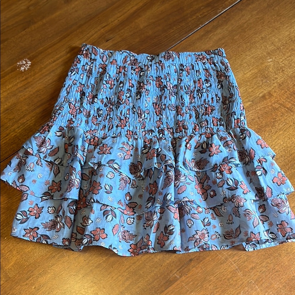 Anthropologie Current Air Blue Smocked Bubble Midi Skirt - Picture 4 of 7